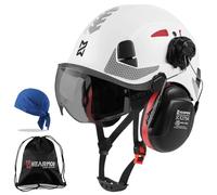 HEARMOR Casque de Protection avec visière et Protection auditive, Casque de Travail ventilé certifié en 397, Suspension à 6 Points, idéal pour l'industrie et la Construction, Blanc