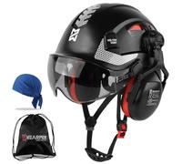 HEARMOR Casque de Protection Blanc avec visière et Protection auditive, certifié en 397, Casque de Travail ventilé, Fixation à 6 Points, idéal pour l'industrie et la Construction