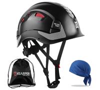 HEARMOR Casque de Protection de Chantier certifié EN397 en ABS réglable avec système à cliquet à 6 Points, avec Doublure de Refroidissement et Sac de Transport - Convient pour Tous Les lieux de