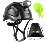 HEARMOR Casque industriel pour adulte - Lampe frontale LED avec casque de protection ABS - Certification EN12492 - Conforme à la norme EN397 - Absorption des chocs et test de résistance à la