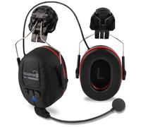 HEARMOR Protection auditive rigide Bluetooth, SNR 32 dB, protection auditive fixée au casque pour travaux de tonte et travaux à forte intensité sonore, Noir métallisé et rouge, taille unique