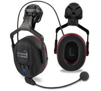 HEARMOR Protection auditive rigide Bluetooth, SNR 32 dB, protection auditive fixée au casque pour travaux de tonte et travaux à forte intensité sonore, Plastique noir et rouge, taille unique