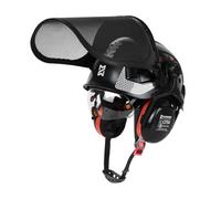 HEARMOR VOLTEK Casque de sécurité forestière en ABS avec visière de sécurité intégrée, protection complète de la tête, des yeux, du visage et de l'ouïe, design ventilé confortable et résistant aux