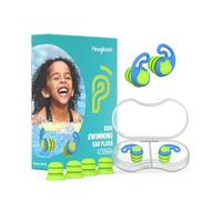 Hearprotek bouchon oreille piscine enfant, 2paires boule quies enfant réutilisables silicone étanche pour petits conduits auditifs-protege oreille pour natation,douche,bain,surf 3-12 ans(bleu)