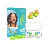 Hearprotek bouchon oreille piscine enfant, 2paires boule quies enfant réutilisables silicone étanche pour petits conduits auditifs-protege oreille pour natation,bain, surf 3-12 ans(bleu orange)