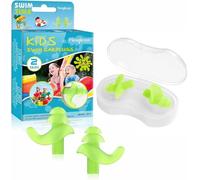 Hearprotek Bouchons d'oreille de Natation, 2 Paires de Bouchons imperméables en Silicone réutilisables pour Piscine-Mer-Bain-Natation & Sports Aquatiques Taille Enfant Vert
