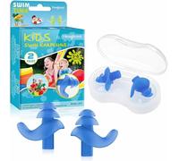 Hearprotek Bouchons d'oreille de Natation, 2 Paires de Bouchons imperméables en Silicone réutilisables pour Piscine-Mer-Bain-Natation & Sports Aquatiques Taille Enfant Bleu