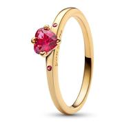 Heart 14k Gold-Plated Ring with Cherries Jubilee Red Crystal