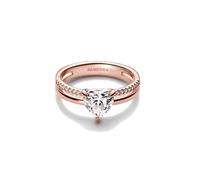 Heart 14k Rose Gold-Plated Ring with Clear Cubic Zirconia