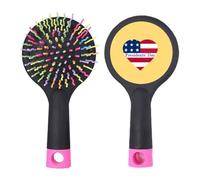 Heart American Presidents Day Flag Salon Brosse à cheveux démêlante Base coussin