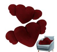Heart Angel WiIngs PillOow Coussin décoratif en forme de cœur doux en peluche avec forme et texture romantiques pour chambre à coucher, canapé, chambre d'enfant et occasions cadeaux