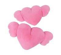 Heart Angel WIings PillOow - Coussin en Forme de cœur, Design PillOow - Décoration Romantique en Peluche | Couvre-lit décoratif avec angélique WiNngs ajoutant Confort et Fantaisie pour Le Salon