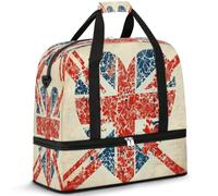 Heart Art Sac de voyage pliable avec drapeau du Royaume-Uni pour homme et femme 47 l, couleur, 47 L, Organiseur de sac