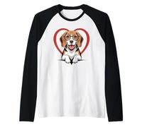 Heart Beagle Glasses Beagles Manche Raglan