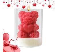 Heart Bear Valentine Candle - Scented Wedding Decor | 6.5x6.5x8cm Soybean Mixed Wax Candle with 172g Weight and 12-18h Burn Time, Romantic Holiday Decoration for Bedroom Living Room