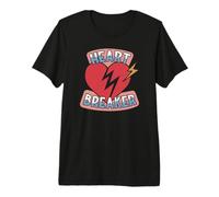 Heart-Breaker Lettrage Cœur Brisé Art Rétro Amour Graphique T-Shirt Haut de Gamme