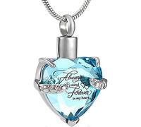 Heart Cremation Urn Necklace for Ashes Cystal Urn Heart Necklace Crystal Cremation Heart Jewelry Memorial Urn Necklace for Ashes with Fill Kit for Wom