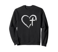 Heart Cross Christian Faith Jesus Love Religious Sweatshirt
