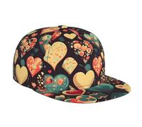 Heart Crush Flower Casquette de baseball tendance à bord plat, convient pour toutes les saisons, un bon choix pour la course et les voyages, noir, taille unique
