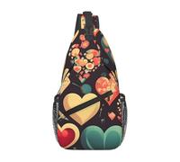 Heart Crush Flower C'est un sac à bandoulière décontracté pour homme avec une grande capacité de stockage et une poche plaquée de chaque côté. Noir, taille unique