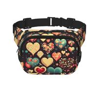 Heart Crush Flower Printed Fashion Waist Bag Unisex Messenger Bag Fashion Travel Waist Bag Black One Size