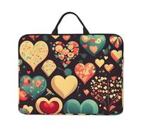 Heart Crush Flower Sac pour ordinateur portable 14" avec doublure antichoc et design portable, convient pour un usage professionnel et quotidien, noir, taille unique