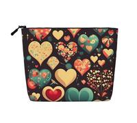 Heart Crush Flower Trousse de maquillage polyvalente en faux chanvre - Organiseur de toilette de voyage, parfait pour un usage quotidien, les voyages d'affaires et plus encore., Noir , Taille unique