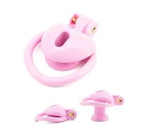 Heart Design Cage de chasteté pour hommes, Cage à pénis légère et respirable avec 4 anneaux et 2 clés, Chastity Cage creuse Sissy Hommes Set SM Fétiche Sex Toys (Pink,Short)