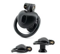 Heart Design Cage de chasteté pour hommes, Cage à pénis légère et respirable avec 4 anneaux et 2 clés, Chastity Cage creuse Sissy Hommes Set SM Fétiche Sex Toys (Black,Long)