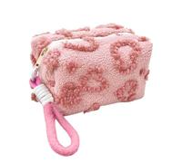 Heart Design Plush Makeup Pouch - Large Capacity Cosmetic Storage Organizer, Portable Brush Holder Bag for Travel Weekend Daily Essentials | Ideal for Bathroom Vanity Vacation Business Trip Beauty