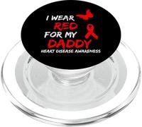 Heart Disease Awareness I Wear Red for My Daddy Ribbon PopSockets PopGrip pour MagSafe