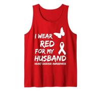 Heart Disease Awareness I Wear Red for My Husband Ribbon Débardeur