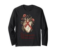 Heart Disease Awareness Warrior Ruban Floral Anatomique Manche Longue