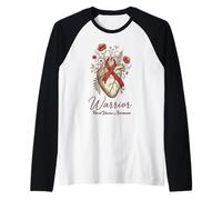 Heart Disease Awareness Warrior Ruban Floral Anatomique Manche Raglan