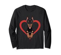 Heart Doberman Pinscher Glasses Dobbie Manche Longue