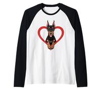 Heart Doberman Pinscher Glasses Dobbie Manche Raglan