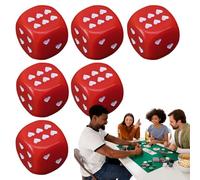 Heart Dot Acrylic Dice Set - 6 Pack Cute Rounded Dice, Smooth Edges | Board Games Portable Play School Events Travel Entertainment Party Activities Game Night Fun Creative Gift Ideas Kids Adult