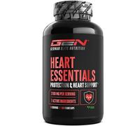 Heart Essentials - 120 gélules - Complexe Cœur* haute à dose avec 200 mg de Q10, 1000 mg d'extrait d'Arjuna, 750 mg de bergamote, marron d'Inde, resvératrol, feuille d'olivier, vitamine B1 - Végan