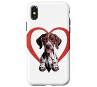 Heart German Shorthaired Pointer Glasses Dog GSP Coque pour iPhone X/XS