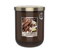 HEART & HOME - Bougie parfumée à base de cire naturelle de soja pour la maison - Grande jarre Bois de santal vanille - Durée de combustion 75h - Cadeau, décoration et parfum pour la maison
