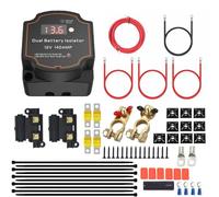 Heart Horse 3m Kit de Relais de Charge Divisé,Coupleur separateur batterie 12v 140A kit d'isolateur de batterie double avec voltmètre LED relais à la tension de batterie (VSR) pour ATV UTV RV