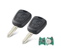 Heart Horse 433MHz Coque de Clé de Voiture Télécommande, 2 Boutons Clef Télécommande Coque Boitier Clé avec ID46 PCF7961Chip pour Peugeot 206 306 405 Cle électronique Telecommande (2PCS)