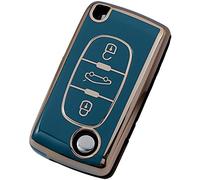Heart Horse Coque De Clé De Voiture à 3 Boutons En TPU Pour Peugeot 107 206 207 208 306 307 308 406 407 Citr-oen Xsara Picasso C2 C3 C4 C5 C6 C8 Avec Bords Dorés (Gris)