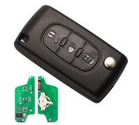 Heart Horse Coque de e voiture de Peugeot 207 307 407 3 boutons pliable Coque de rechange pour clé romoto Citroën C2 C3 C4 C5 Berlingo Picasso avec lame 433 MHz ID46Chip HU83 (CE0523)