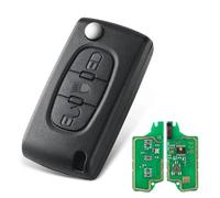 Heart Horse Pliable Coque Clé de Télécommande, 3 Boutons Télécommande Coque de Clé Rechange pour C2 C3 C4 Picasso Berlingo Peugeot 207 307 407 Telecommande CE0536 avec FSK 433MHz ID46 Chip HU83 Lame