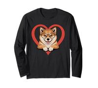 Heart Japanese Shiba Inu Glasses Manche Longue