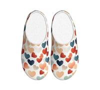 Heart Love Pantoufles en flanelle pour femme - Chaussons romantiques antidérapants - Chaudes - Pour l'intérieur et l'extérieur, multicolore, X-Small Men/ Medium Women