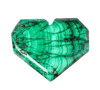 Heart Malachite Crystal - Green Polished Raw Stone slicee, Artistic Decorative Accent, Uniquee Irregular Crystal Ornament, Creativee Home Display | Long-Tail Collectible Gem Piece, Placement for Table