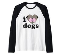 Heart Noggin I Love Dogs Manche Raglan