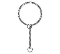 Heart O-ring Slip Chain Necklace For Women, Handmade Punk Gothic Cuban Necklace Jewelry Adjustable Lariat Y-Necklace